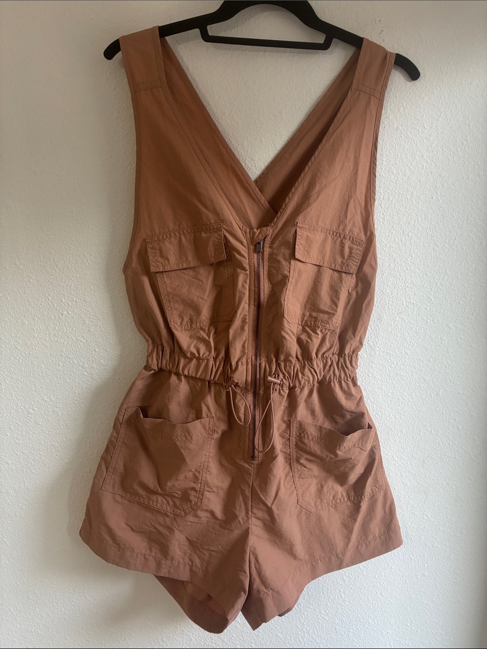 Love Tree Terracotta Utility Romper with Drawstring Waist